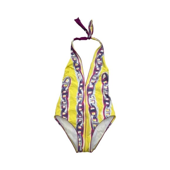 Hermes yellow chain print one piece bathing suit size 40 - Picture 1 of 7